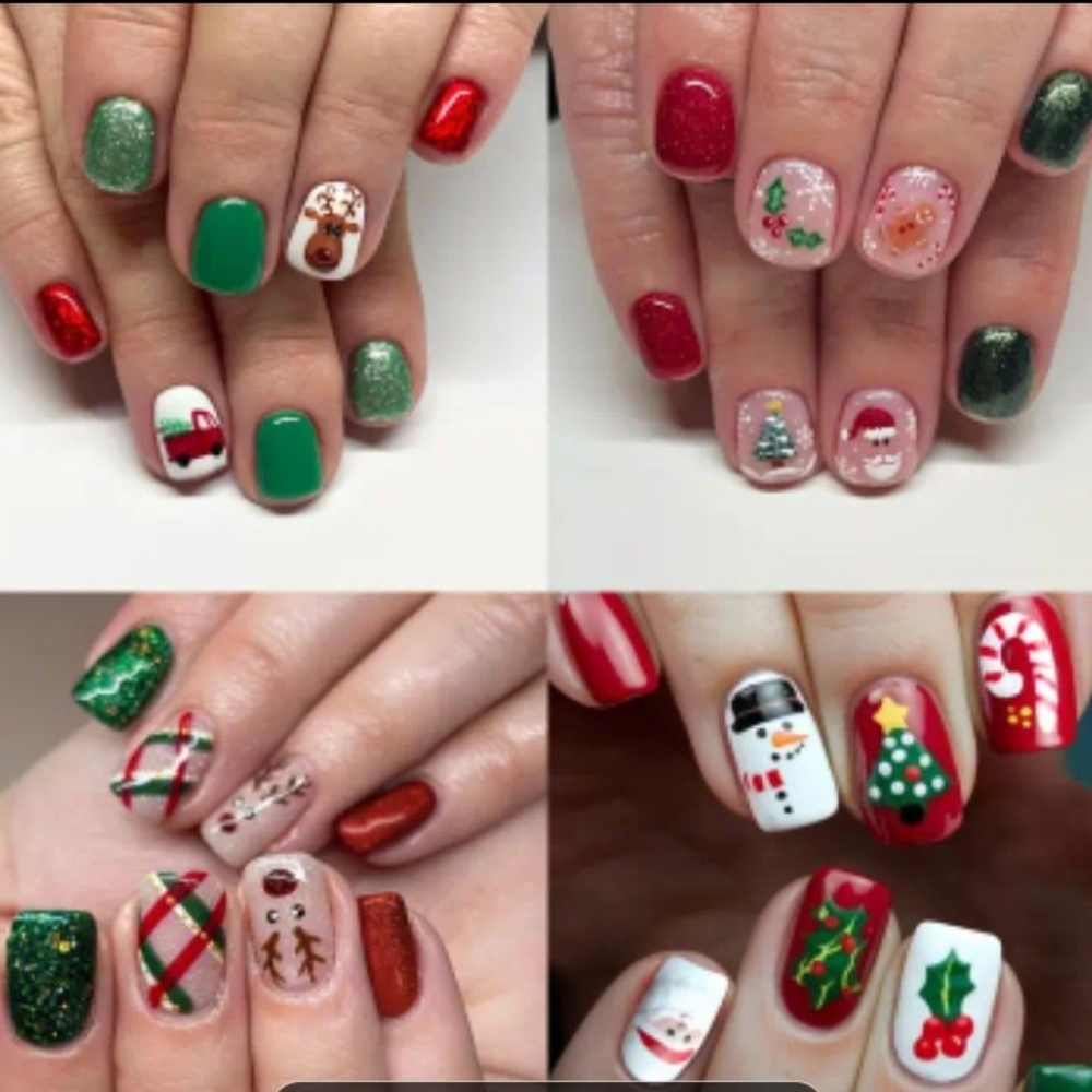 96pcs Short Square Christmas Wearable Nails